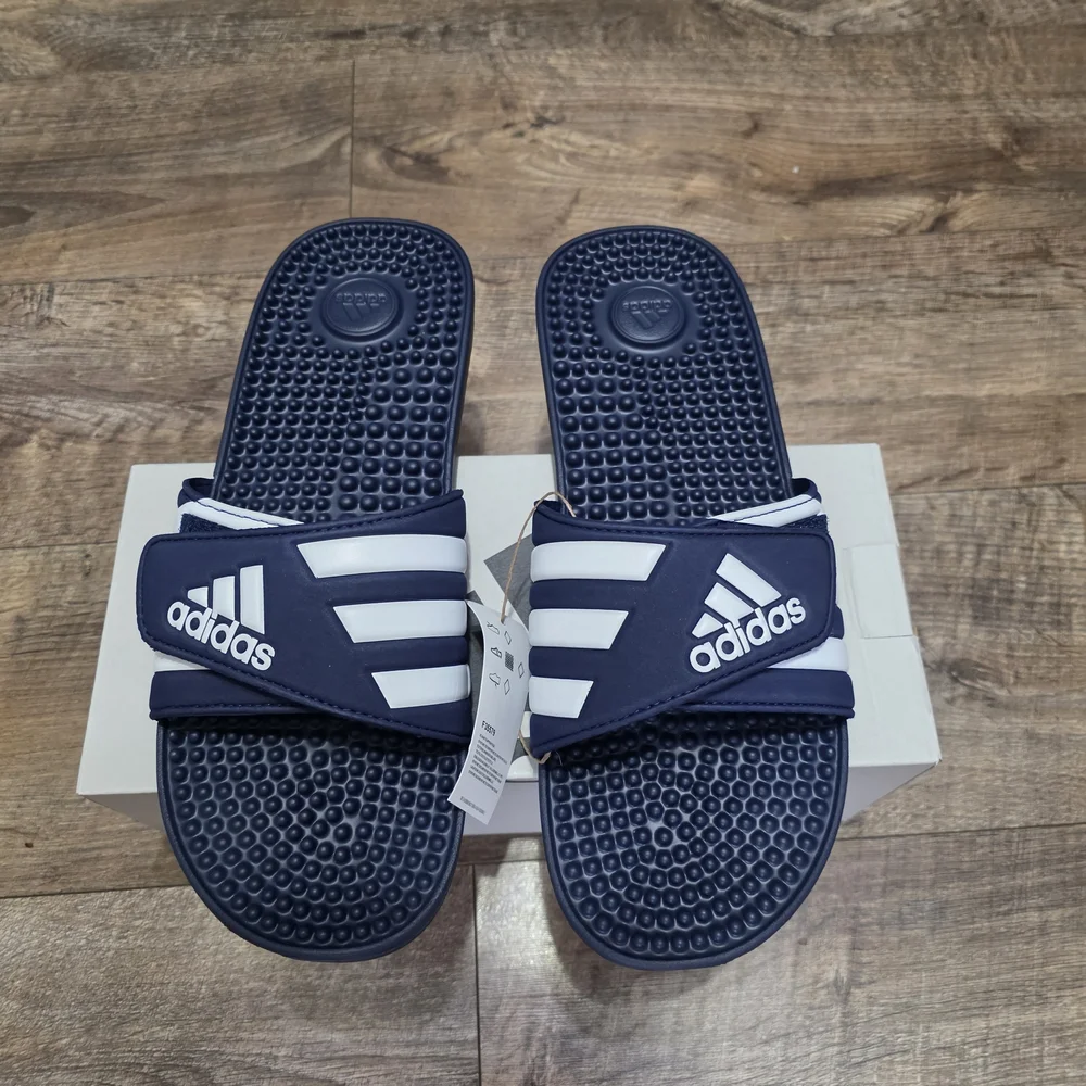 Adidas Navy and White Slide  Men Size 13 Sandals